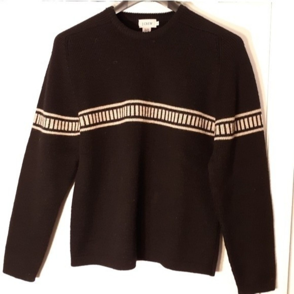 J.Crew 100% wool black sweater large warm winter thick heavy gorpcore